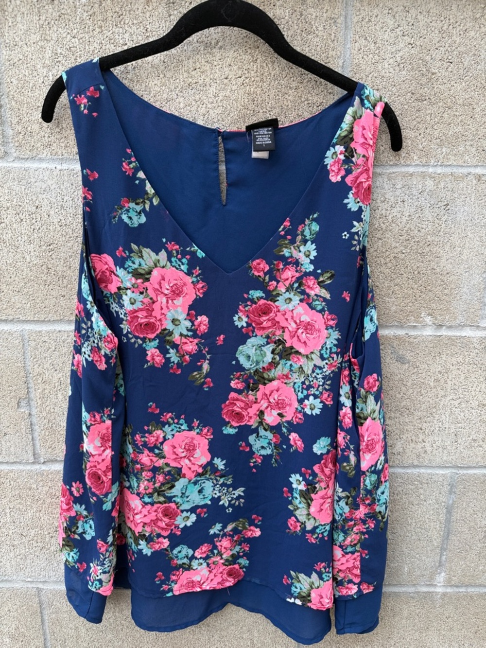 torrid Navy Floral V-Neck Layered Tank Top - Picture 4 of 5
